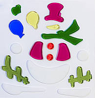 Новогодняя наклейка на окно снеговик без лица, 18х18 см, разноцветный, силикон (000906-6)