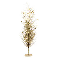 Дерево на подставке с шарами, 100 см, золотистый, металл, пластик Новогодняя декорация (770083-2)
