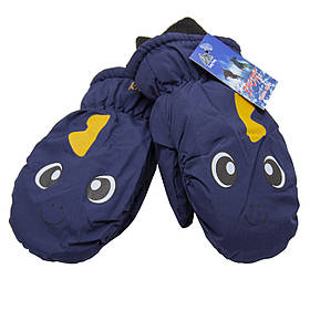 Дитячі лижні рукавиці, розмір 12, синій, плащівка, фліс, синтепон (517199)