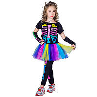 Карнавальный костюм для девочки скелет, рост 92-104 см (CC315A)