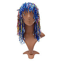 Перука різнокольорова, 43-45 см, ПВХ, карнавальний головний убір для вечірок (462254)