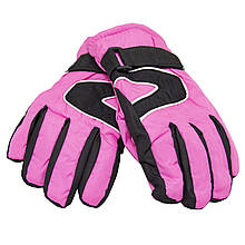 Дитячі лижні рукавички, розмір 13, рожевий, плащівка, фліс, синтепон (517106)
