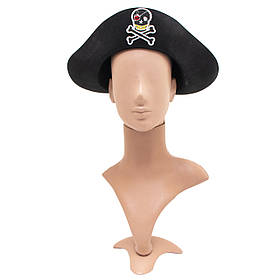 Фетровий капелюх піратський, 58-60 см, чорний, фетр, карнавальний головний убір для вечірок (460212)