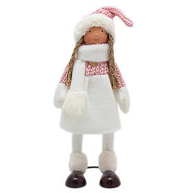 М'яка ялинкова іграшка Дівчинка, 12х10х44 см, рожевий, текстиль, новорічна фігурка (460303)