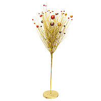 Дерево на підставці з кулями, 120 см, золотистий, метал, пластик Новорічна декорація (770090-6)