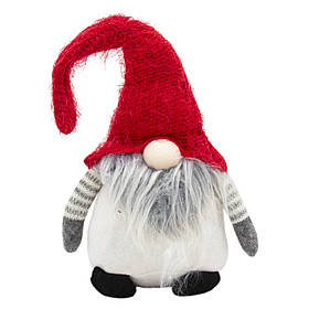 М'яка ялинкова іграшка Гном, 20х14х41 см, сірий, червоний, текстиль, новорічна фігурка (460341)