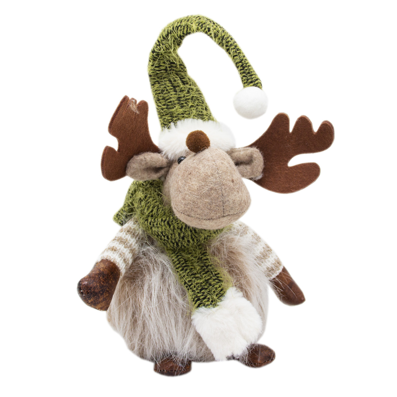 М'яка ялинкова іграшка Олень, 20х14х38 см, коричневий, текстиль, новорічна фігурка (460358), фото 1