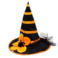 Колпак ведьмы с пауком, 54-55 см, полиэстер, пластик, черно-оранжевая карнавальный головной убор для вечеринок