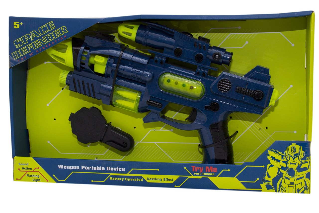 Іграшкова зброя космічний бластер світло, звук, музика і кріплення, синій, пластик (242645)