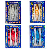 Набір ялинкових іграшок закручені бурульки, 3 шт, 16 см, червоний, мікс, скло (390168-3), фото 3