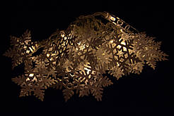 Світлодіодна новорічна гірлянда сніжинки 20Л на батарейках теплий білий, LED (652419)