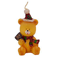 Декоративна новорічна свічка Ведмедик, 10,2 см, бежевий, віск (441068-2)