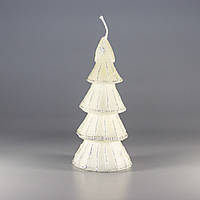 Декоративна новорічна свічка Ялинка, 5,1х5,1х11,2 см, білий, віск (790937-2)