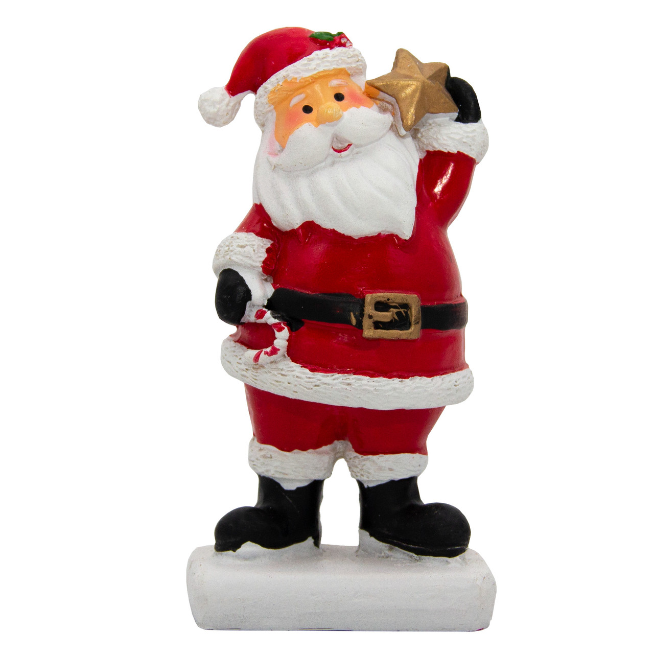 Декоративна новорічна фігурка Дід Мороз із зіркою, 11 см, червоний, полістоун (001552-5)