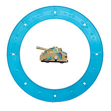 Заводна дитяча іграшка для малюків танк 4,5 см з синім треком 16х16 см, коричневий (8054A-3-1)