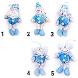 М'яка ялинкова іграшка на підвісці Дід Мороз, 15 см, блакитний, текстиль, новорічна фігурка (180028-1), фото 2