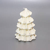 Декоративна новорічна свічка Ялинка, 6,7х6,5х10,5 см, білий, віск (791217)