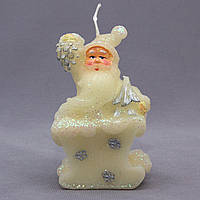 Декоративна новорічна свічка Дід Мороз з ялинкою, 6,5х4х10 см, білий, віск (442966-1)