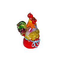 Декоративная новогодняя свечка Петушок, 7,2х4,7х9,6 см, красный с желтым, воск (444366)