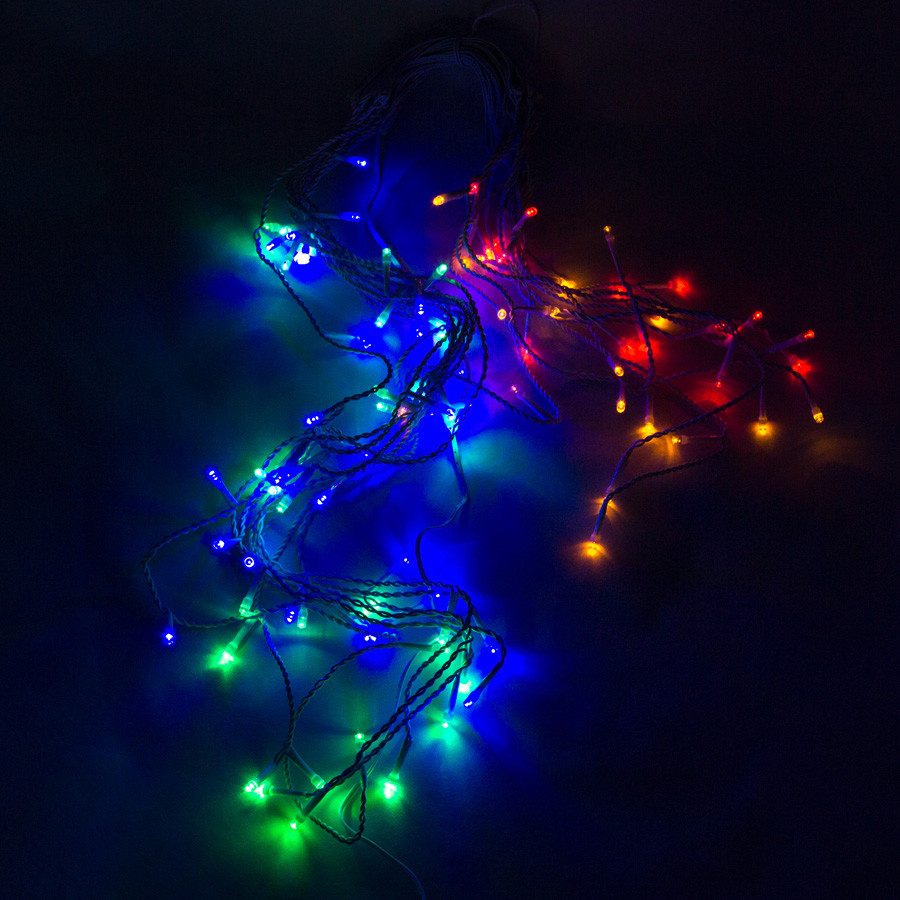 Світлодіодна новорічна гірлянда бахрома 100Л миготлива 3м RGB, LED (950125)