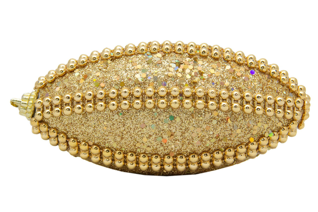 Ялинкова іграшка у формі оливи, 12 см, золотистий, пінопласт, пластик (661503-6), фото 1