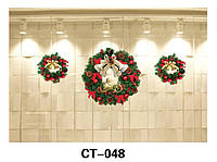 Новогоднее украшение - наклейка на окно рождественский венок, 64*80 см, зеленый, ПВХ (080631-CT-048)