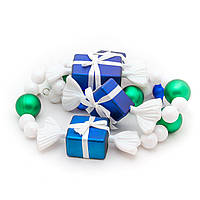 Ялинкова іграшка гірлянда з цукерок і куль 1,83 м, синій, зелений, пластик (110063-4)