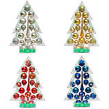 Набір ялинкових куль з верхівкою в коробці у формі ялинки, 18 шт, D5-6 см, червоний, пластик (030811-3), фото 10