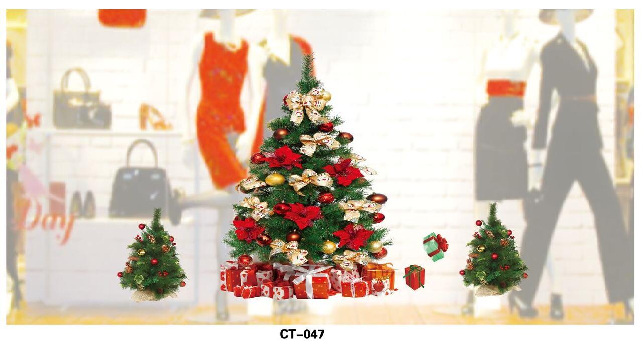 Новорічна прикраса - наліпка на вікно ялинка, 64*80 см, зелений, ПВХ (080631-CT-047), фото 1