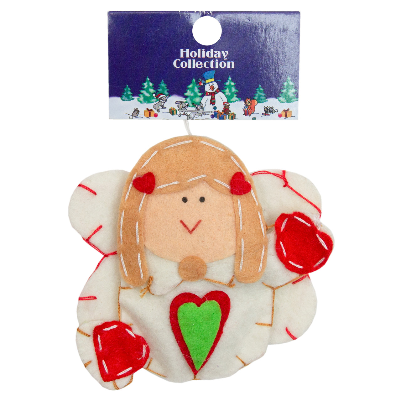 М'яка ялинкова іграшка Янгол з серцем, 14 см, білий, текстиль, новорічна фігурка (000418-2), фото 1