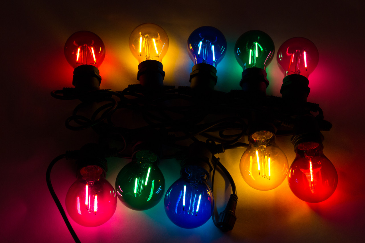 Світлодіодна новорічна гірлянда різнокольорова, 10 ламп з двома нитками, IP44, LED (930035), фото 1