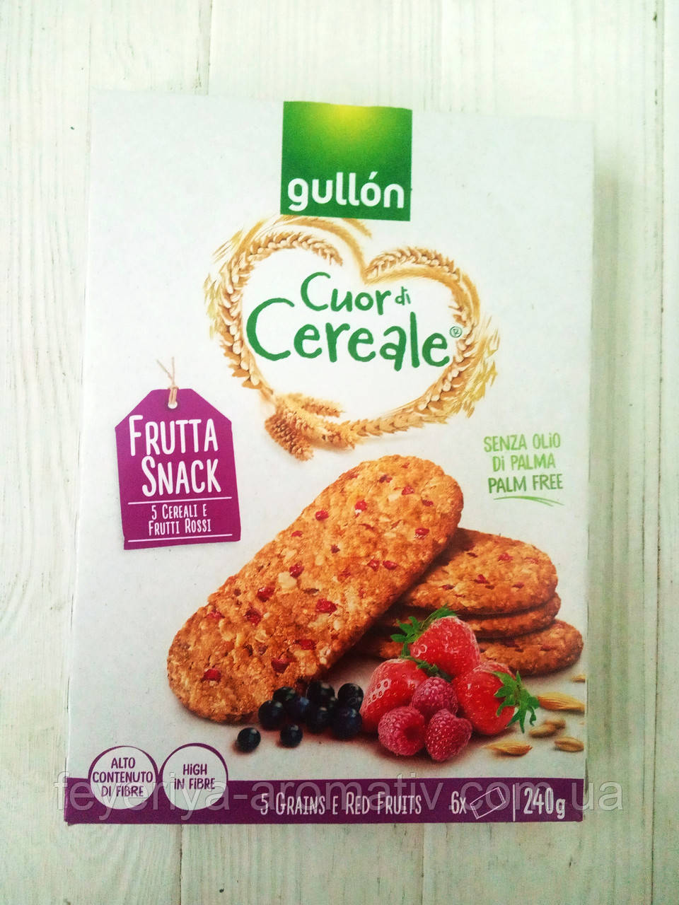 Злакове печиво із фруктами Gullon Cuor di Cereale Frutta Snack 240г (Іспанія)
