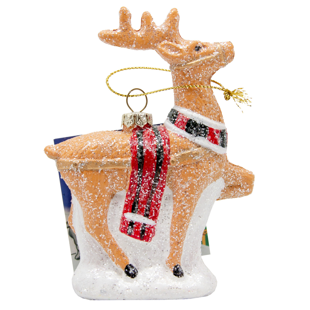 Ялинкова іграшка Олень, 12 см, коричневий, пластик, декоративна новорічна фігурка (190095), фото 1