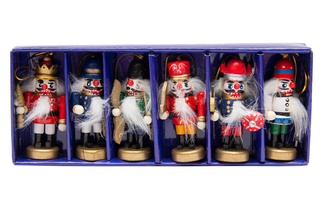 Ялинкові іграшки набір дерев'яні солдатики, 6 шт, 20х8 см, різнокольоровий, дерево, Набір новорічних іграшок ( 060351)
