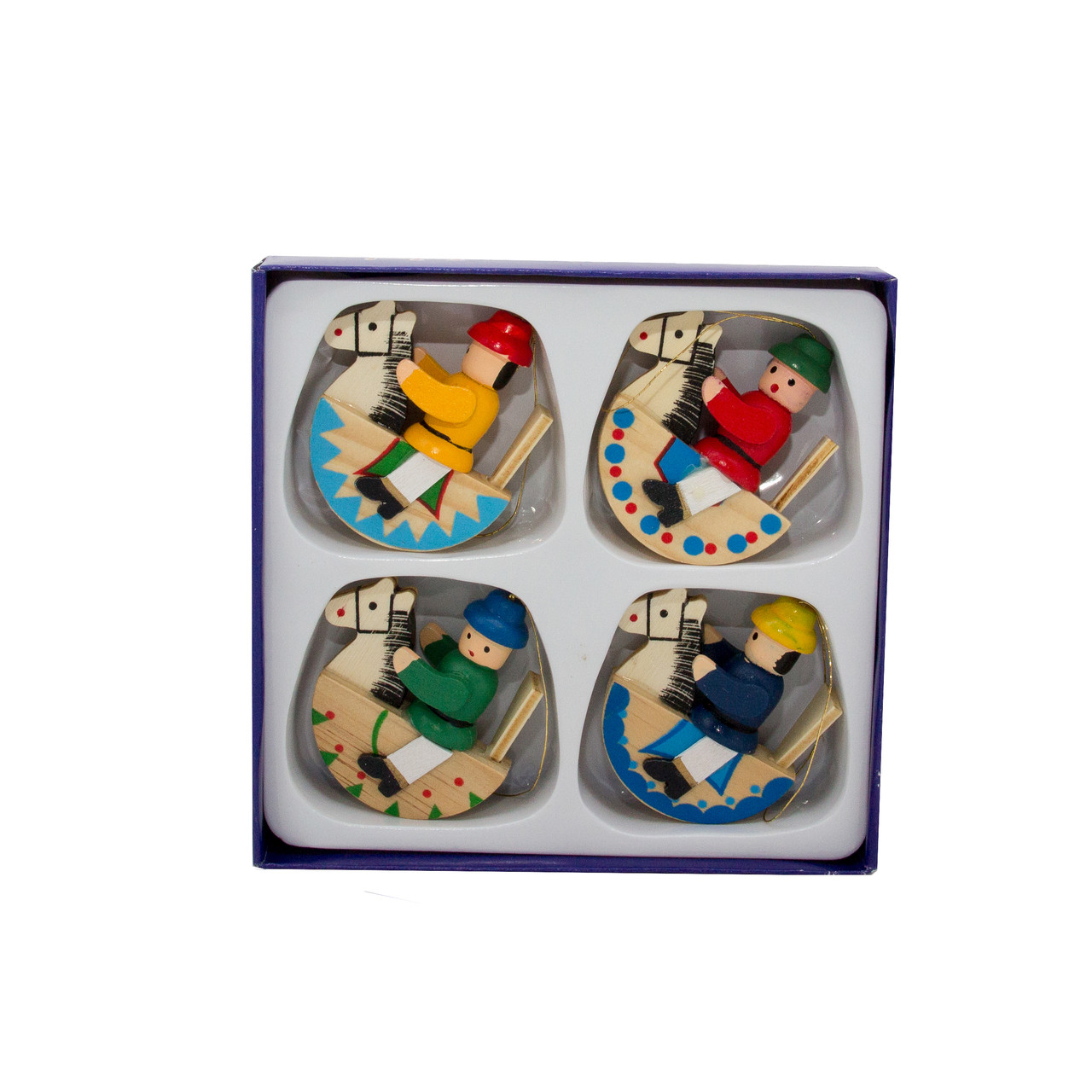 Ялинкові іграшки набір дерев'яні фігурки, 4 шт, 12х12 см, різнокольоровий, дерево, Набір новорічних іграшок (060726), фото 1