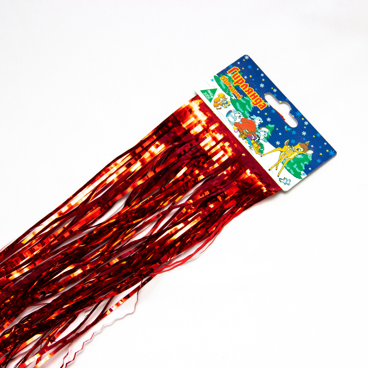 Дощик новорічний рифлений, 100х24 см, ПВХ, червоний (ГДР-240/1,0-3), фото 1