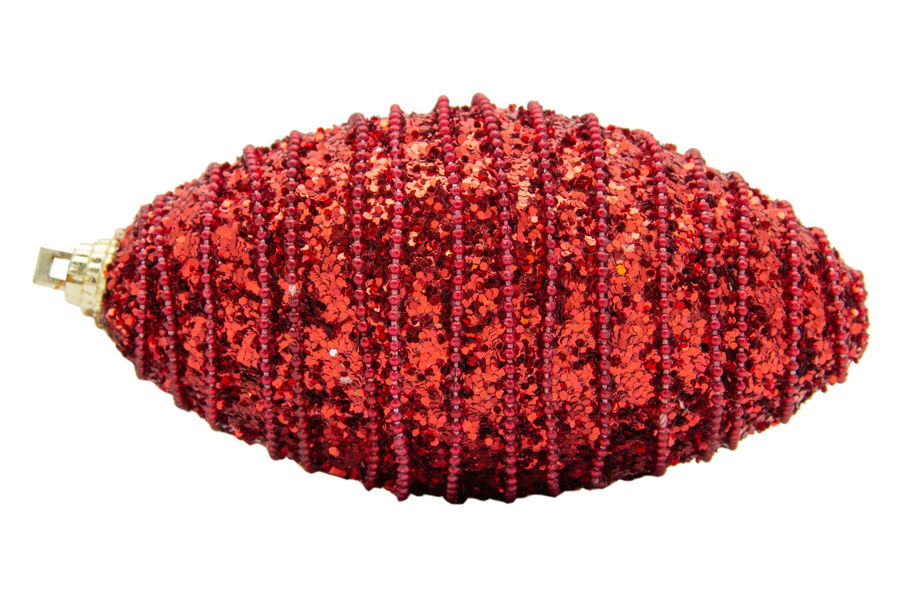 Ялинкова іграшка у формі оливи, 12 см, червоний, пінопласт, пластик (661459-8), фото 1