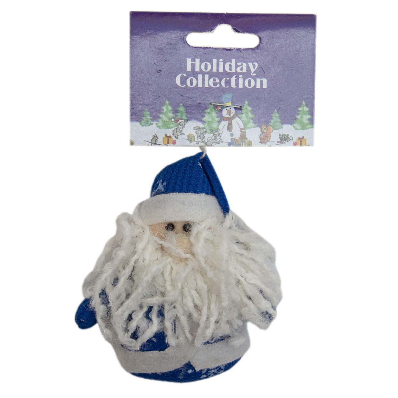 М'яка ялинкова іграшка Синій Дід Мороз, 9 см, білий із синім, текстиль, новорічна фігурка (000388-12), фото 1