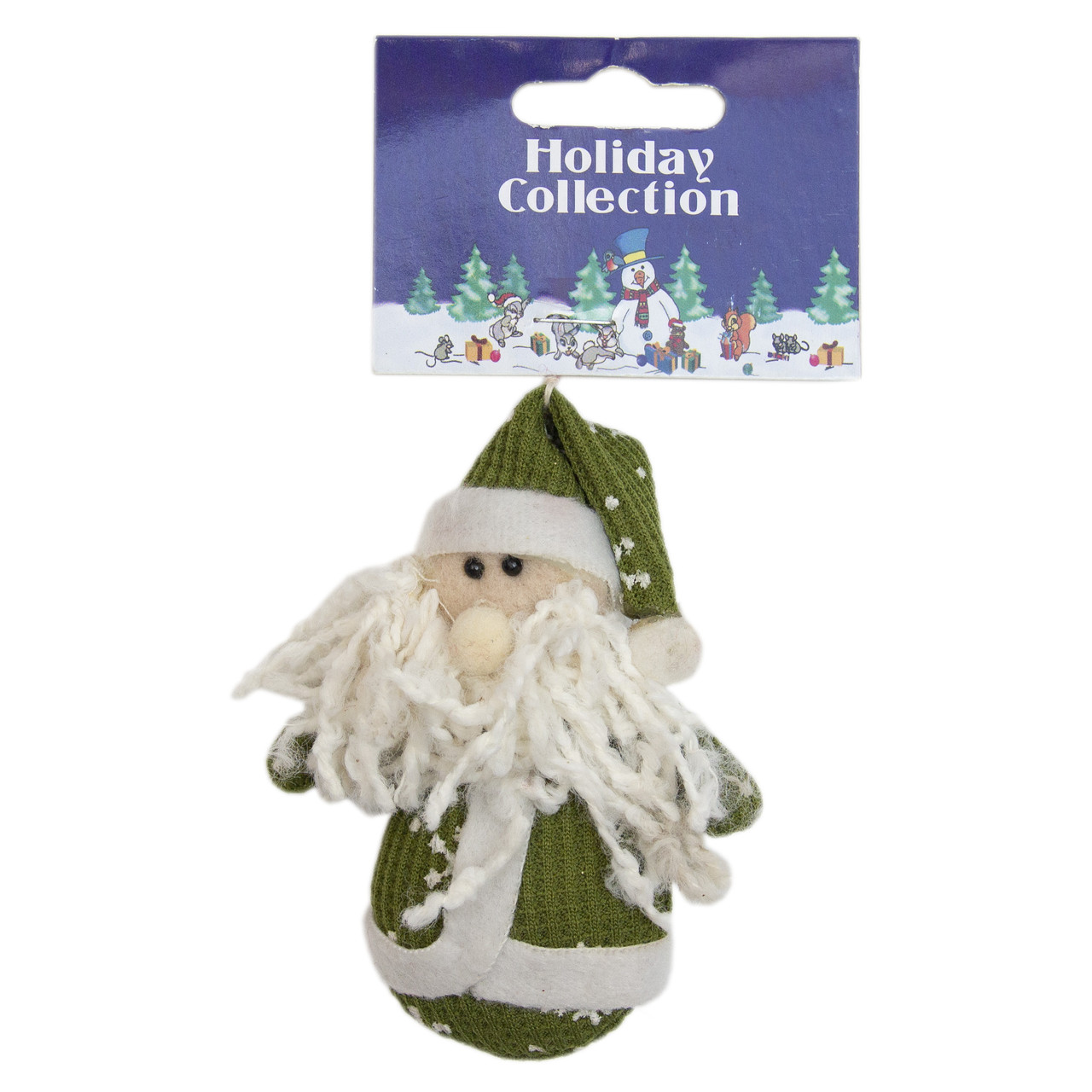 М'яка ялинкова іграшка Зелений Дід Мороз, 9 см, зелений, текстиль, новорічна фігурка (000388-15), фото 1