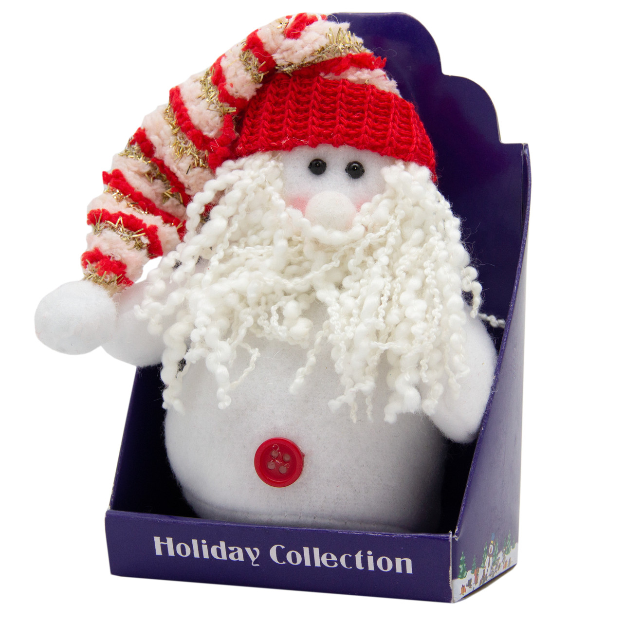 М'яка ялинкова іграшка Білий Дід Мороз у червоній шапці, 14 см, білий з червоним, текстиль, новорічна фігурка (000029-3), фото 1