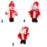 М'яка ялинкова іграшка Сніговик, 15 см, червоний, текстиль, новорічна фігурка (180523-3), фото 2