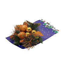 Декоративная веточка хвойная с ягодами, 18 см для новогоднего декора (470631)