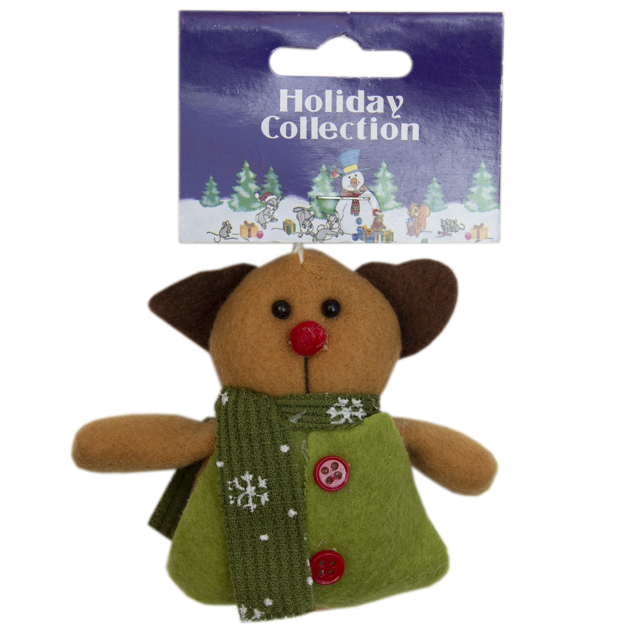 М'яка ялинкова іграшка Зелений олень, 9 см, коричневий із зеленим, текстиль, новорічна фігурка (000388-1), фото 1