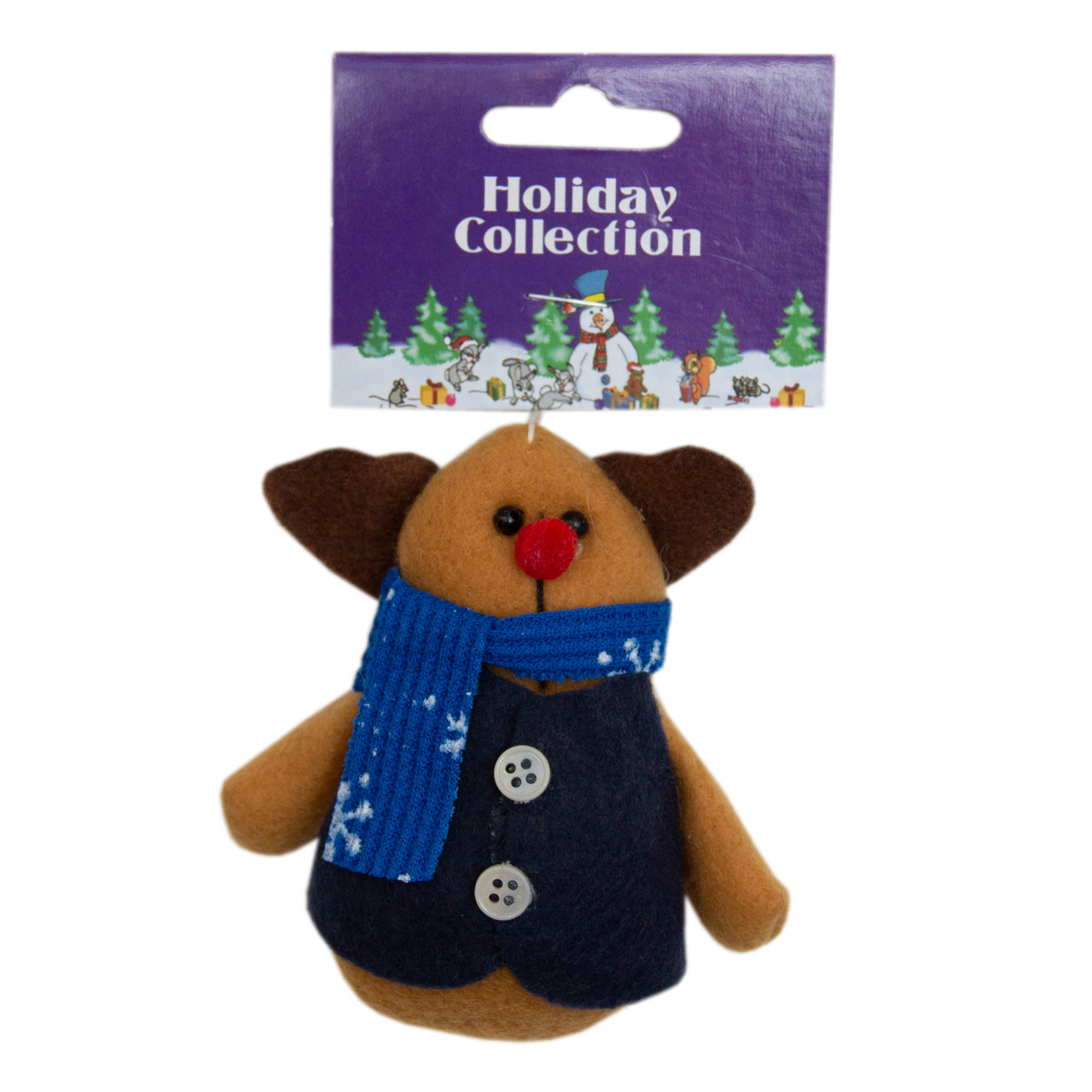 М'яка ялинкова іграшка Синій олень, 9 см, синій з коричневим, текстиль, новорічна фігурка (000388-3), фото 1