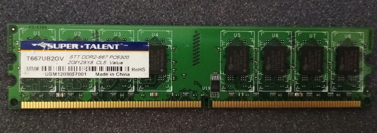 2GB DDR2 667MHz Super Talent PC2 5300U 2Rx8 RAM Оперативна пам'ять