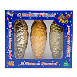 Набір ялинкових іграшок шишки, 3 шт, 10 см, золотистий, скло (390137-2), фото 2