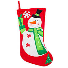 Шкарпетка для подарунків новорічна Сніговик, 48 см, червоний з білим, поліестер (000852-2)