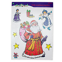 Лист с новогодними наклейками, Дед Мороз и Снегурочка, 70х50 см, разноцветный, бумага (070151-2)