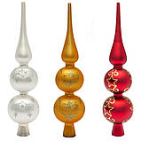 Верхівка на ялинку з візерунком, h=30 см, золотистий, матовий, скло (390311-2), фото 2