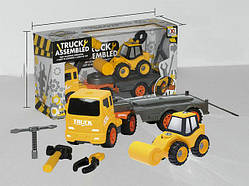 Конструктор будівельна техніка трейлер та дорожній каток, 10,5х16х8,5 см, пластик (CXL200-29D)